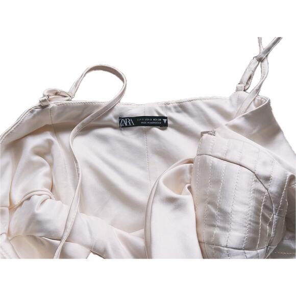 Zara Satin Bustier Corset Cami Bodysuit Cream Ivory Size Small - Picture 6 of 8